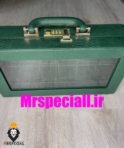 جعبه ساعت لوکس 12 تایی چرم پوست ماری سبز باکیفیت 0032 WATCH BOX