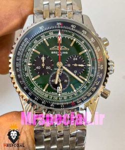 ساعت برایتلینگ مدل نوی تایمر مردانه بند استیل کرنوگراف صفحه سبز Breitling Navitimer 020815