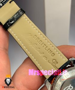 ساعت مردانه برایتلینگ نوی تایمر کرنوگراف دورنگ رزگلد بند چرم صفحه مشکی Breitling Navitimer 021719