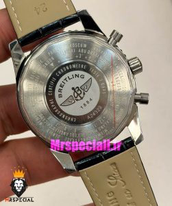 ساعت مردانه برایتلینگ نوی تایمر کرنوگراف بند چرم صفحه طوسی Breitling Navitimer 021724