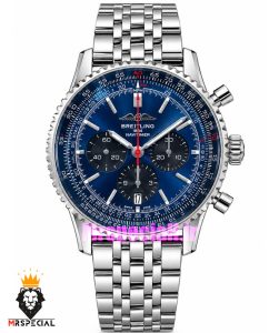 ساعت مردانه برایتلینگ نوی تایمر کرنوگراف بند استیل صفحه ابی Breitling Navitimer 021726
