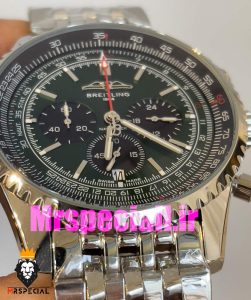 ساعت برایتلینگ مدل نوی تایمر مردانه بند استیل کرنوگراف صفحه سبز Breitling Navitimer 020815