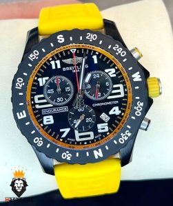ساعت مچی مردانه برایتلینگ کرنوگراف مشکی بند رابر زرد BREITLING 01591