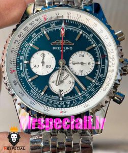 ساعت برایتلینگ مدل نوی تایمر مردانه بند استیل کرنوگراف صفحه ابی Breitling Navitimer 020816 