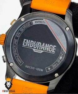 ساعت مچی مردانه برایتلینگ کرنوگراف مشکی بند رابر نارنجی BREITLING 021728 