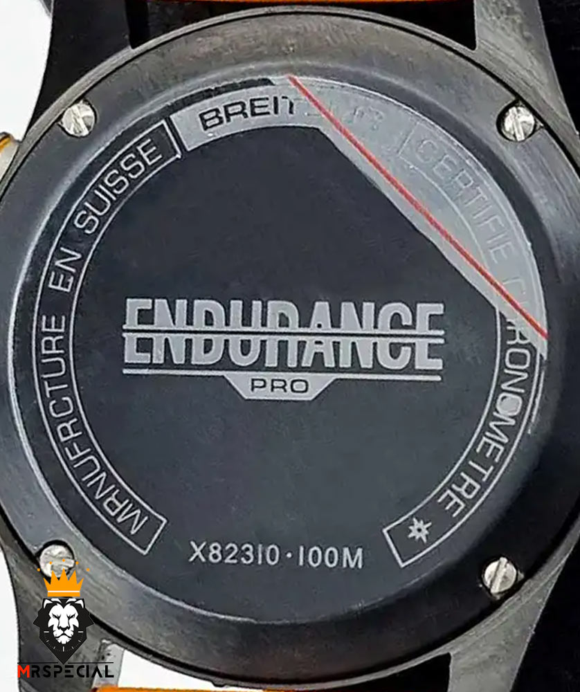 ساعت مچی مردانه برایتلینگ کرنوگراف مشکی بند رابر زرد BREITLING 01591