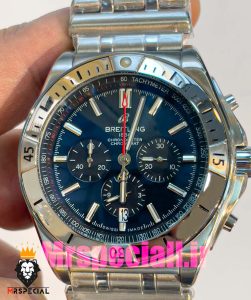 ساعت برایتلینگ مردانه بند استیل کرنوگراف صفحه ابی BREITLING chronomat 020822