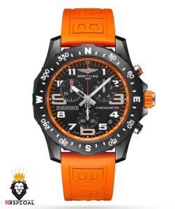 ساعت مچی مردانه برایتلینگ کرنوگراف مشکی بند رابر نارنجی BREITLING 021728