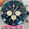 ساعت برایتلینگ مردانه بند استیل کرنوگراف صفحه ابی کاربنی BREITLING chronomat 020820