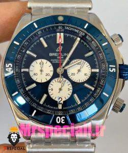 ساعت برایتلینگ مردانه بند استیل کرنوگراف صفحه ابی کاربنی BREITLING chronomat 020820 