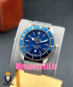 ساعت برایتلینگ مردانه اتوماتیک بند استیل حصیری قاب رزگلد صفحه ابی Breitling Super Ocean 020957