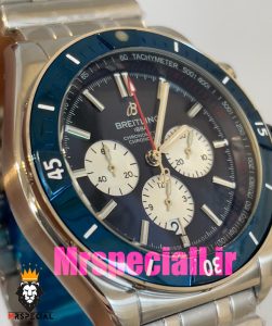 ساعت برایتلینگ مردانه بند استیل کرنوگراف صفحه ابی کاربنی BREITLING chronomat 020820 