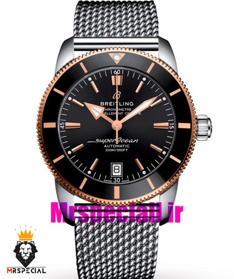 ساعت برایتلینگ مردانه اتوماتیک بند استیل حصیری صفحه مشکی Breitling Super Ocean 020954