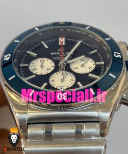 ساعت برایتلینگ مردانه بند استیل کرنوگراف صفحه ابی کاربنی BREITLING chronomat 020820 