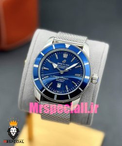 ساعت برایتلینگ مردانه اتوماتیک بند استیل حصیری صفحه ابی Breitling Super Ocean 020956