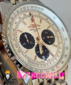 ساعت برایتلینگ مدل نوی تایمر مردانه بند استیل کرنوگراف صفحه سفید Breitling Navitimer 020817 