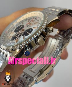 ساعت برایتلینگ مدل نوی تایمر مردانه بند استیل کرنوگراف صفحه سفید Breitling Navitimer 020817 