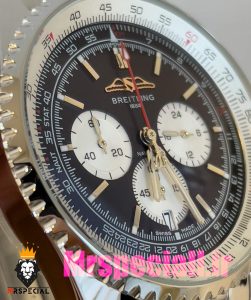 ساعت برایتلینگ مدل نوی تایمر مردانه بند استیل کرنوگراف صفحه مشکی Breitling Navitimer 020818