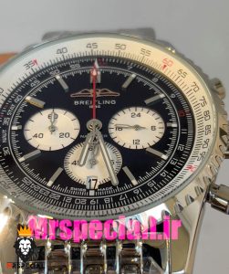 ساعت برایتلینگ مدل نوی تایمر مردانه بند استیل کرنوگراف صفحه مشکی Breitling Navitimer 020818