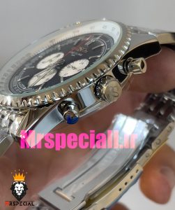 ساعت برایتلینگ مدل نوی تایمر مردانه بند استیل کرنوگراف صفحه مشکی Breitling Navitimer 020818