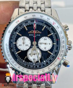 ساعت برایتلینگ مدل نوی تایمر مردانه بند استیل کرنوگراف صفحه مشکی Breitling Navitimer 020818