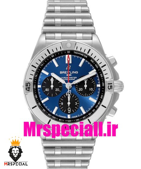 ساعت برایتلینگ مردانه بند استیل کرنوگراف صفحه ابی BREITLING chronomat 020822