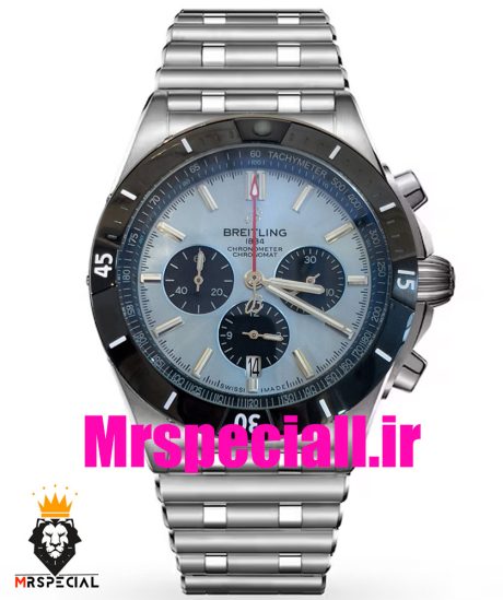 ساعت برایتلینگ مردانه بند استیل کرنوگراف صفحه ابی BREITLING chronomat 020819