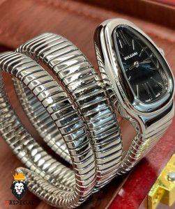 ساعت زنانه بولگاری ماری دستبندی استیل صفحه مشکی BVLGARI SERPENTI TUBOGAS 2347
