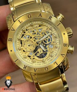 ساعت بولگاری مردانه طلایی کرنوگراف صفحه طلایی BVLGARI 01145