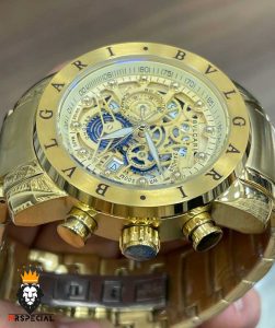 ساعت بولگاری مردانه طلایی کرنوگراف صفحه طلایی BVLGARI 01145