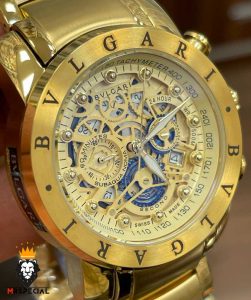 ساعت بولگاری مردانه طلایی کرنوگراف صفحه طلایی BVLGARI 01145