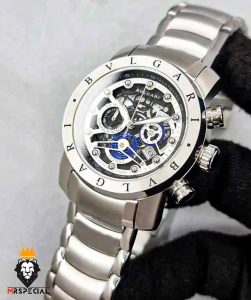 ساعت بولگاری مردانه استیل کرنوگراف صفحه اسکلتون Bvlgari 2363