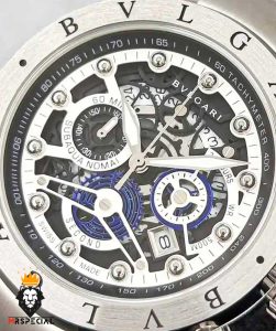 ساعت بولگاری مردانه استیل کرنوگراف صفحه اسکلتون Bvlgari 2363