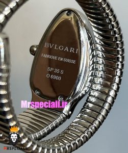ساعت بولگاری زنانه مدل ماری تک دور استیل صفحه مشکی BVLGARI SERPENTI TUBOGAS 021351