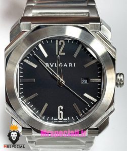 ساعت بولگاری مردانه مدل اکتو کوارتز استیل صفحه مشکی BVLGARI Octo 021381