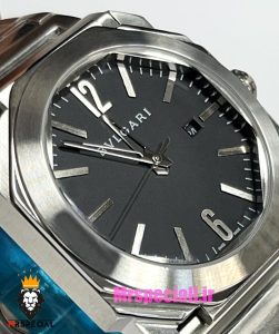ساعت بولگاری مردانه مدل اکتو کوارتز استیل صفحه مشکی BVLGARI Octo 021381