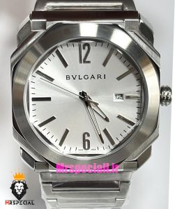 ساعت بولگاری مردانه مدل اکتو کوارتز استیل صفحه سفید BVLGARI Octo 021380 