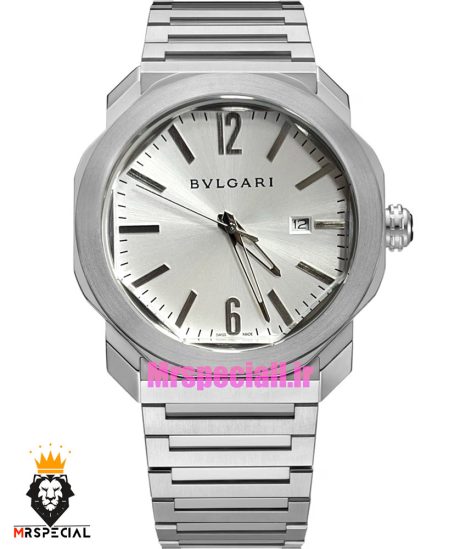 ساعت بولگاری مردانه مدل اکتو کوارتز استیل صفحه سفید BVLGARI Octo 021380