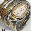 ساعت بولگاری زنانه مدل ماری دورنگ رزگلد صفحه سفید قاب نگین BVLGARI SERPENTI TUBOGAS 021264