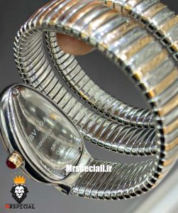 ساعت بولگاری زنانه مدل ماری دورنگ رزگلد صفحه سفید قاب نگین BVLGARI SERPENTI TUBOGAS 021264