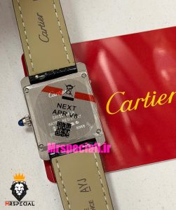 ساعت کارتیه زنانه مدل تانک قاب استیل صفحه مشکی چرم مشکی Cartier Tank Must 021560