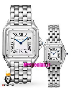 ساعت ست کارتیه مدل پنتر استیل صفحه سفید CARTIER PANTHRE 021445