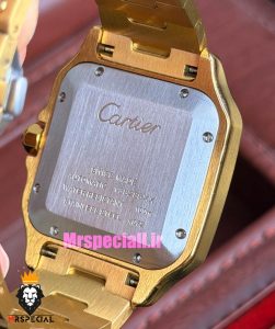 ساعت کارتیه مردانه دسانتوس اتوماتیک طلایی صفحه بژ 021643 Cartier Santos de 