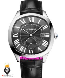 ساعت کارتیه درایو مردانه اتوماتیک بند چرم مشکی صفحه مشکی Cartier Drive de Cartier 021640