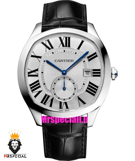 ساعت کارتیه درایو مردانه اتوماتیک بند چرم مشکی صفحه سفید Cartier Drive de Cartier 021639