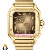 ساعت کارتیه مردانه دسانتوس اتوماتیک طلایی صفحه بژ 021643 Cartier Santos de