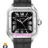 ساعت کارتیه مردانه مدل دسانتوس بند چرم مشکی صفحه مشکی 021667 Cartier Santos de