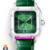 ساعت کارتیه مردانه مدل دسانتوس اتوماتیک بند چرم سبز صفحه سبز 021450 Cartier Santos de