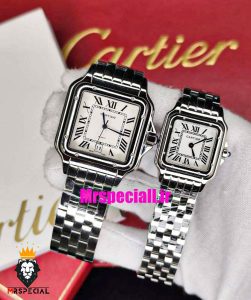 ساعت ست کارتیه مدل پنتر استیل صفحه سفید CARTIER PANTHRE 021445