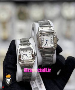 ساعت ست کارتیه مدل سانتوس کوارتز استیل صفحه سفید 021444 Cartier Santos100
